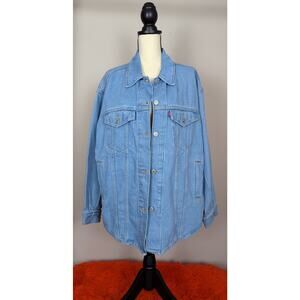 NWT Levi's Premium Shacket Trucker Shirt Jacket Pull Up Light Blue Fall Medium